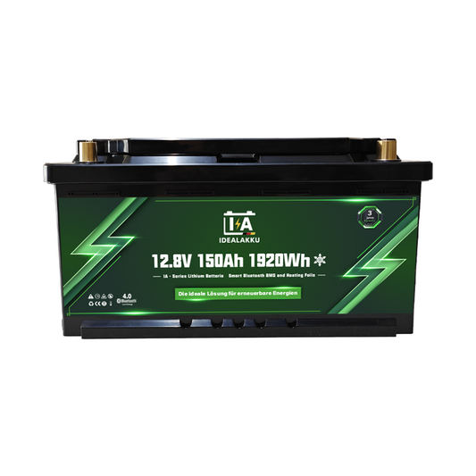 Idealakku IA-12-150H LiFePO4 Batterie 12.8 V 150 Ah mit Bluetooth & Smart BMS mit Heizung