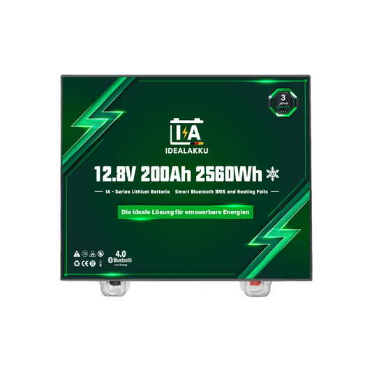 Idealakku IA-12-200H LiFePO4 Batterie 12.8 V 200 Ah mit Bluetooth & Smart BMS mit Heizung