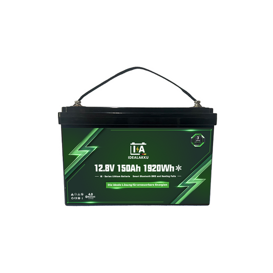 Idealakku IB-12-150H LiFePO4 Batterie 12.8 V 150 Ah mit Bluetooth & Smart BMS mit Heizung