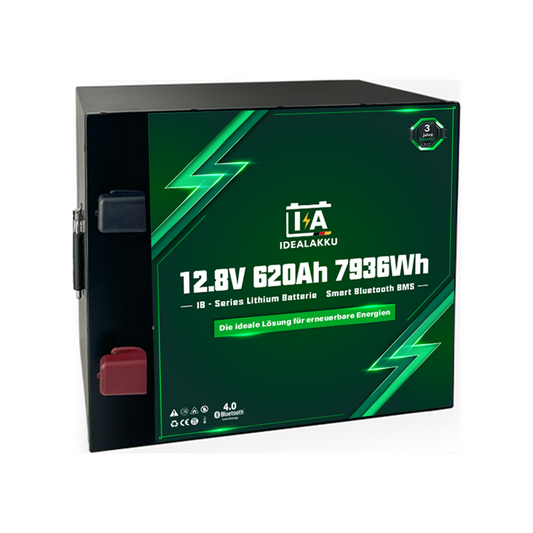 Idealakku IB-12-620 LiFePO4 Batterie 12.8 V 620 Ah mit Bluetooth & Smart BMS