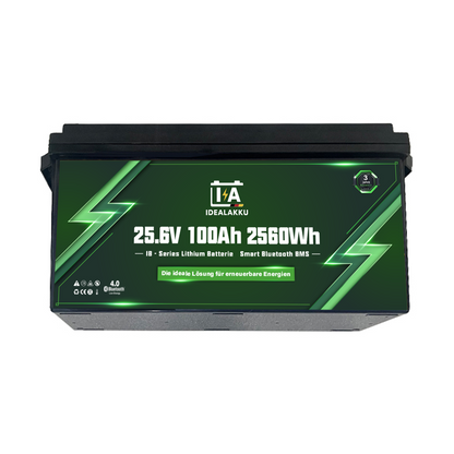 Idealakku IB-24-100H LiFePO4 Batterie 25.6 V 100 Ah mit Bluetooth & Smart BMS mit Heizung