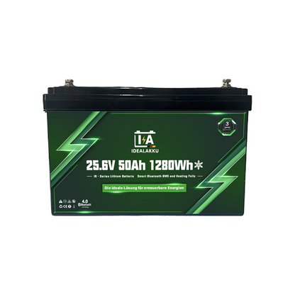 Idealakku IB-24-50 LiFePO4 Batterie 25.6 V 50 Ah mit Bluetooth & Smart BMS
