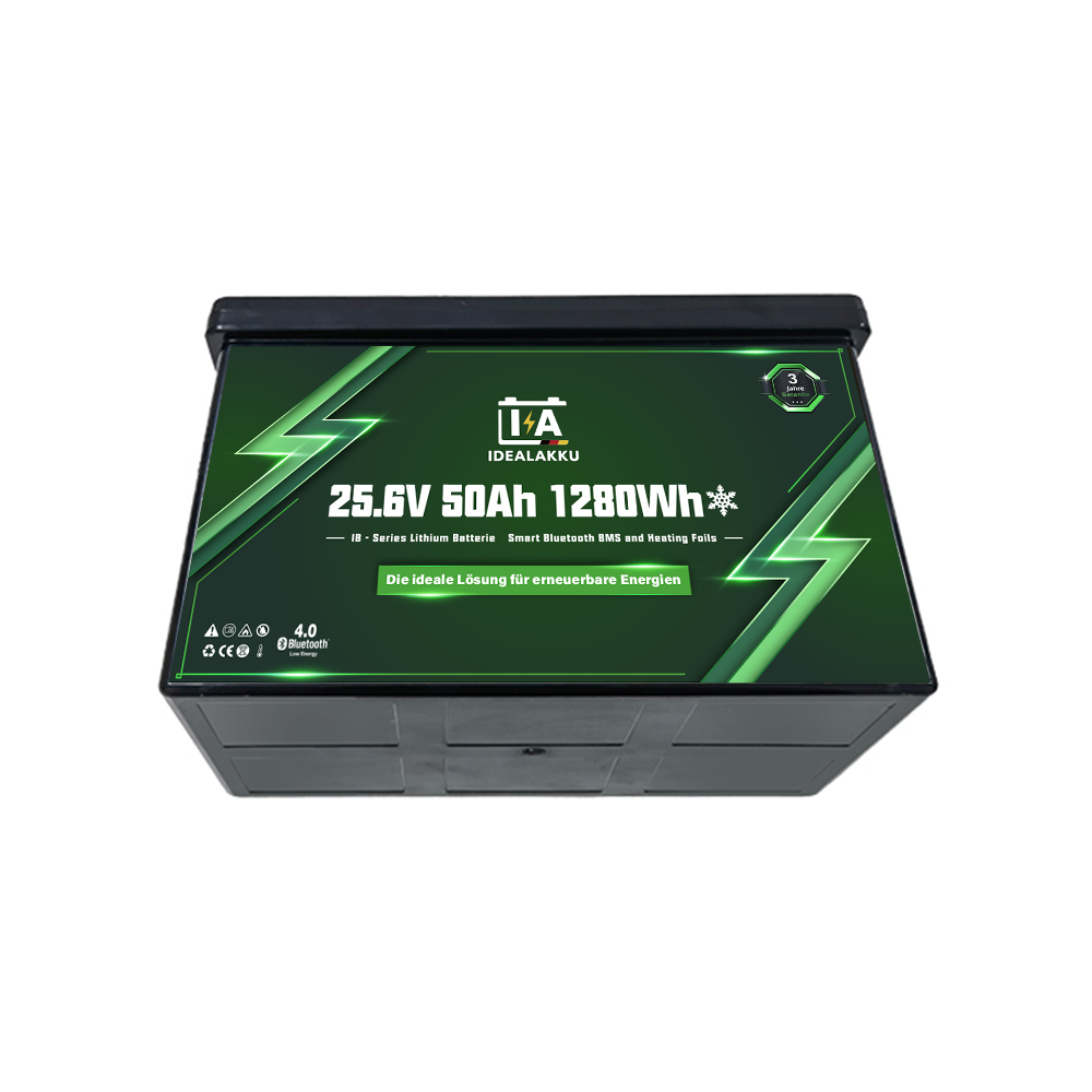 Idealakku IB-24-50H LiFePO4 Batterie 25.6 V 50 Ah mit Bluetooth & Smart BMS mit Heizung