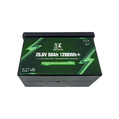 Idealakku IB-24-50H LiFePO4 Batterie 25.6 V 50 Ah mit Bluetooth & Smart BMS mit Heizung