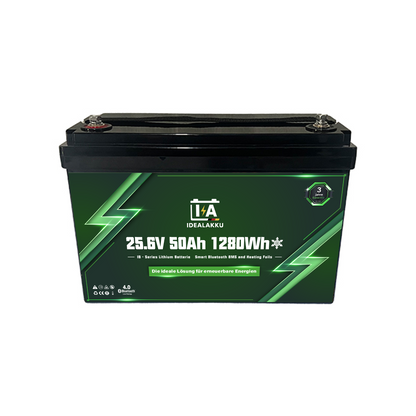 Idealakku IB-24-50H LiFePO4 Batterie 25.6 V 50 Ah mit Bluetooth & Smart BMS mit Heizung