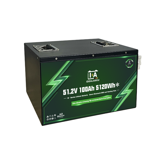 Idealakku IB-48-100H LiFePO4 Batterie 51.2 V 100 Ah mit Bluetooth & Smart BMS mit Heizung