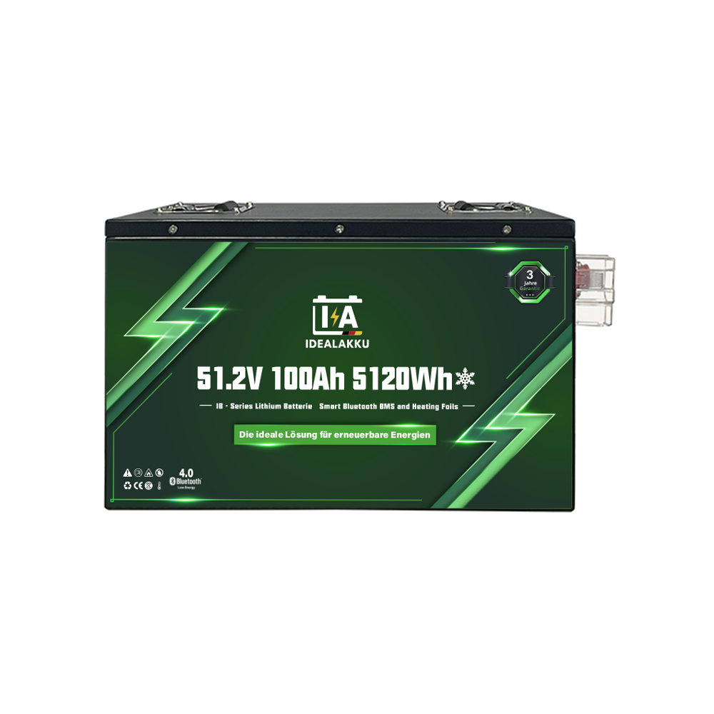 Idealakku IB-48-100H LiFePO4 Batterie 51.2 V 100 Ah mit Bluetooth & Smart BMS mit Heizung