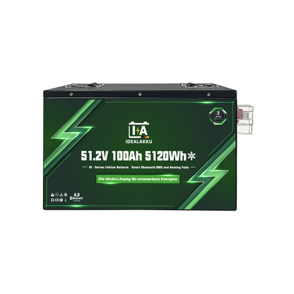 Idealakku IB-48-100H LiFePO4 Batterie 51.2 V 100 Ah mit Bluetooth & Smart BMS mit Heizung