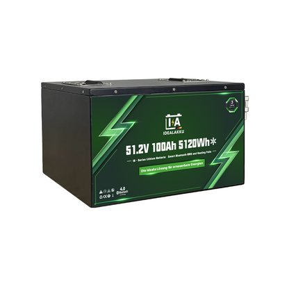Idealakku IB-48-100H LiFePO4 Batterie 51.2 V 100 Ah mit Bluetooth & Smart BMS mit Heizung