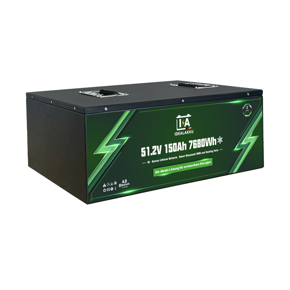 Idealakku IB-48-150H LiFePO4 Batterie 51.2 V 150 Ah mit Bluetooth & Smart BMS mit Heizung
