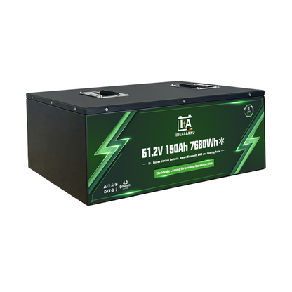 Idealakku IB-48-150H LiFePO4 Batterie 51.2 V 150 Ah mit Bluetooth & Smart BMS mit Heizung