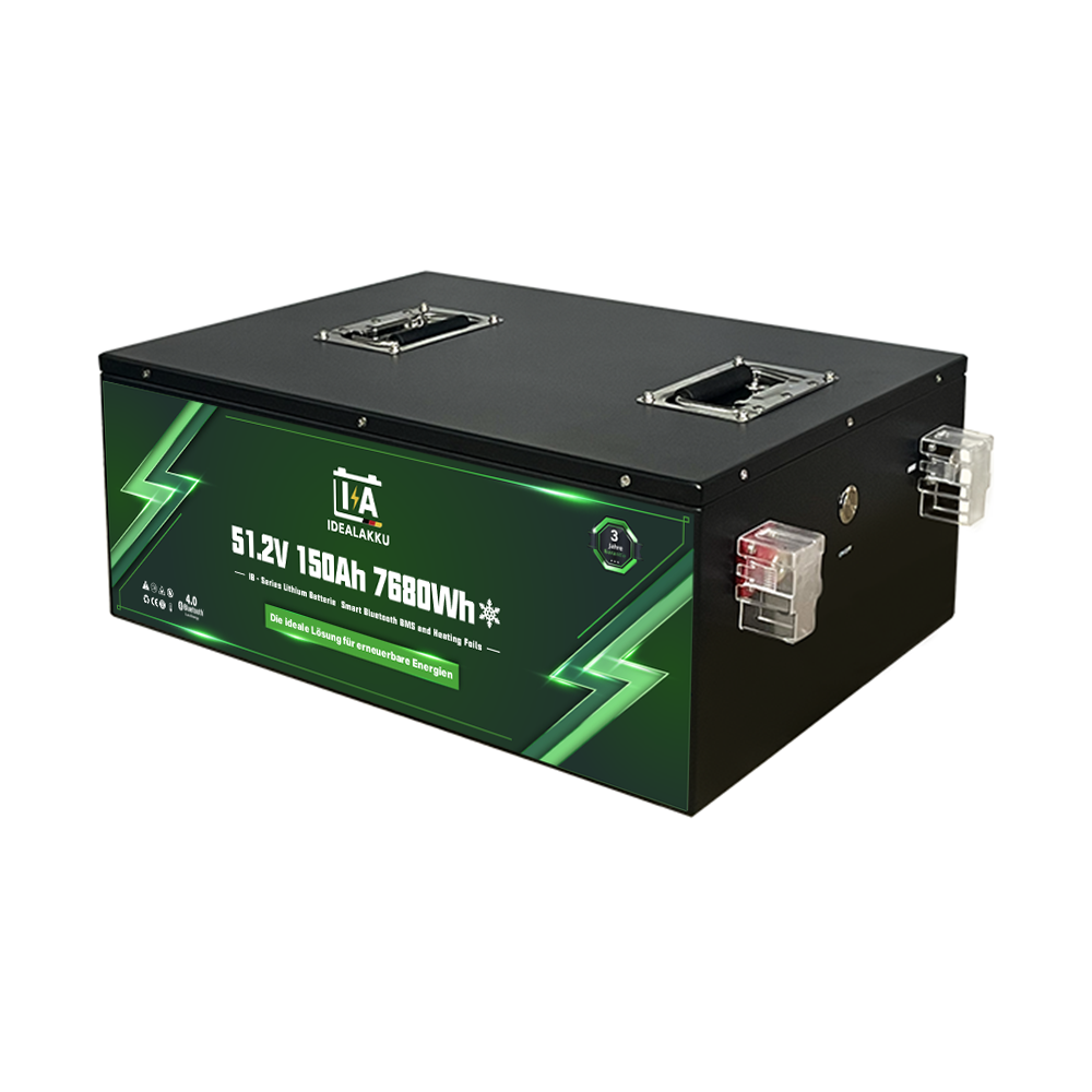 Idealakku IB-48-150H LiFePO4 Batterie 51.2 V 150 Ah mit Bluetooth & Smart BMS mit Heizung