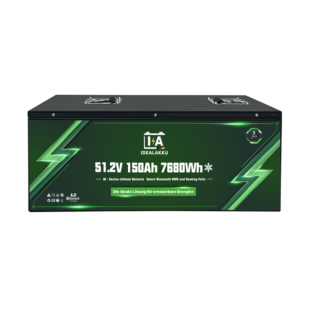 Idealakku IB-48-150H LiFePO4 Batterie 51.2 V 150 Ah mit Bluetooth & Smart BMS mit Heizung