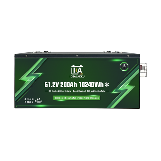 Idealakku IB-48-200H LiFePO4 Batterie 51.2 V 200 Ah mit Bluetooth & Smart BMS mit Heizung