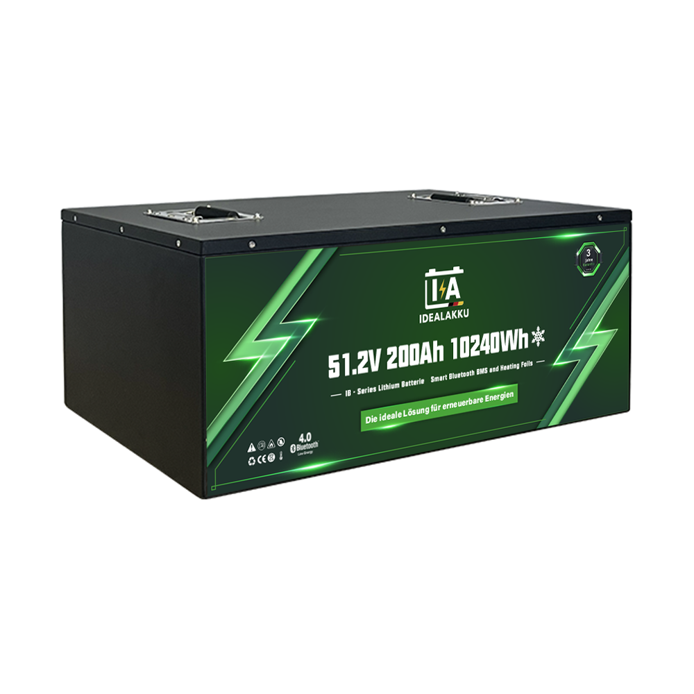 Idealakku IB-48-200H LiFePO4 Batterie 51.2 V 200 Ah mit Bluetooth & Smart BMS mit Heizung