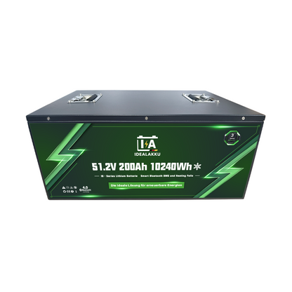 Idealakku IB-48-200H LiFePO4 Batterie 51.2 V 200 Ah mit Bluetooth & Smart BMS mit Heizung