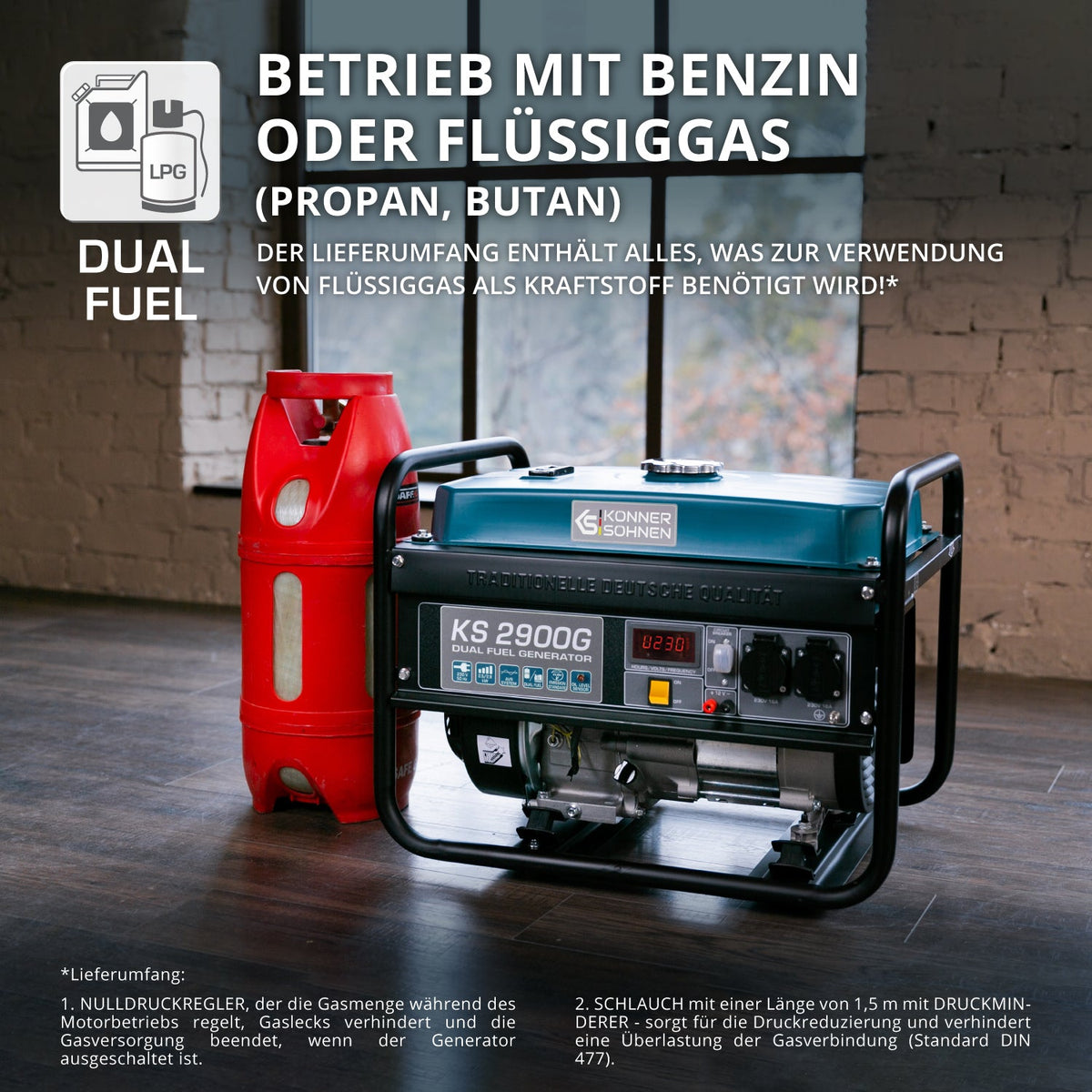 LPG/Benzin-Generator "Könner & Söhnen" KS 2900G – Ansicht 5