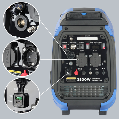 ULT-3800 Inverter Stromgenerator 3800W - 27kg - Benzin-Stromerzeuger - Notstromaggregat - mit Elektrostarter