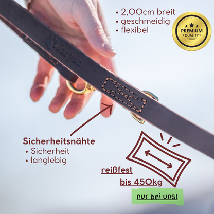 foryou® Echt Leder Hundeleine mit Halsung - Ihre Führleine in Premium Qualität - Made in Germany