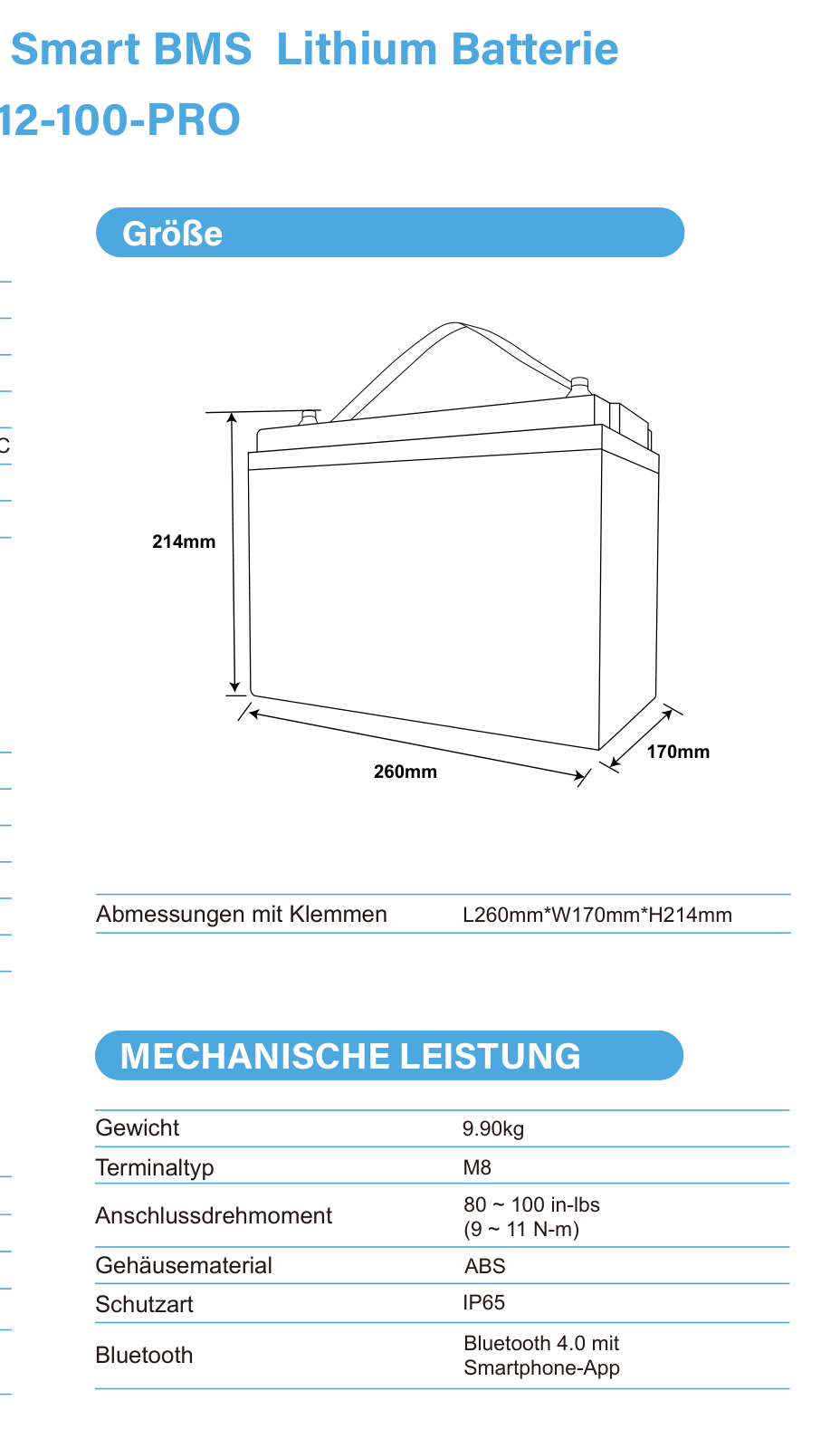 ULTIMATRON UBL-12-100-PRO LiFePO4 Batterie 12,8 V 100 Ah mit Bluetooth & Smart BMS