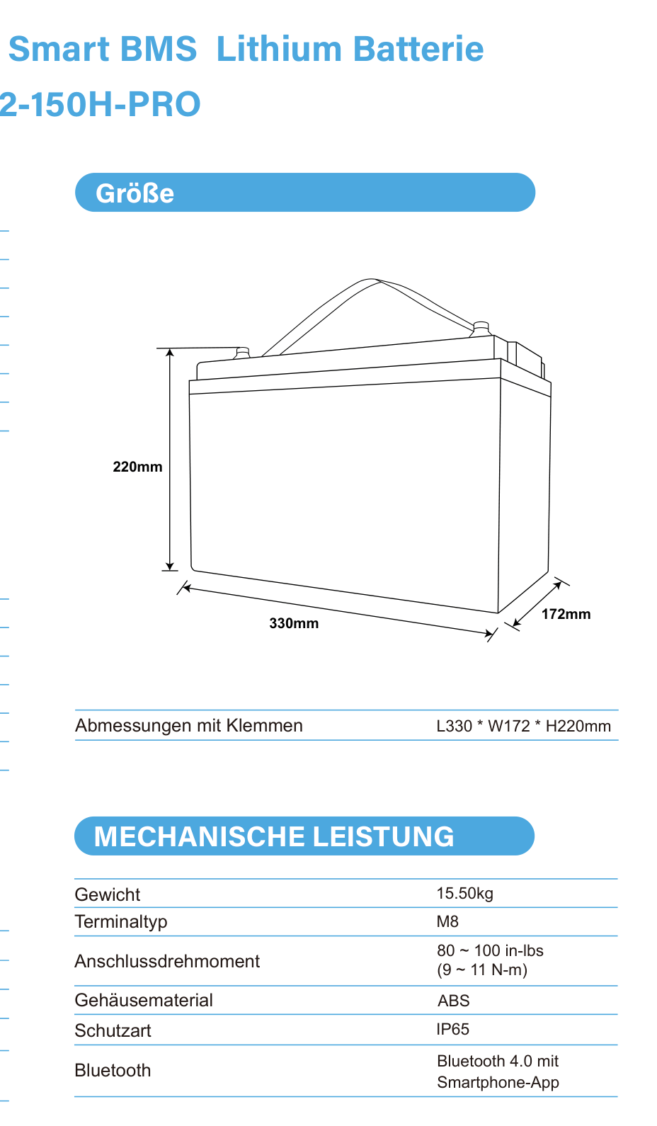 ULTIMATRON UBL-12-150H-PRO LiFePO4 Batterie 12,8 V 150 Ah mit Bluetooth & Smart BMS mit Heizung