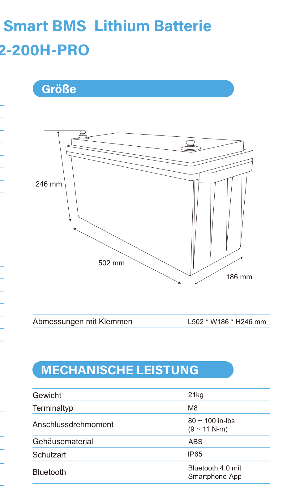 ULTIMATRON UBL-12-200H-PRO LiFePO4 Batterie 12,8 V 200 Ah mit Bluetooth & Smart BMS mit Heizung