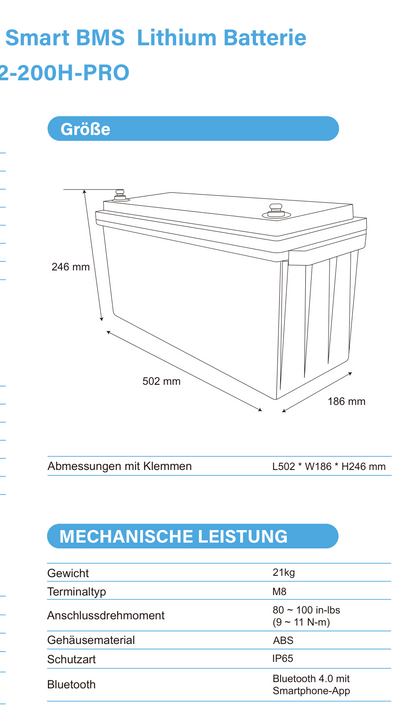 ULTIMATRON UBL-12-200H-PRO LiFePO4 Batterie 12,8 V 200 Ah mit Bluetooth & Smart BMS mit Heizung