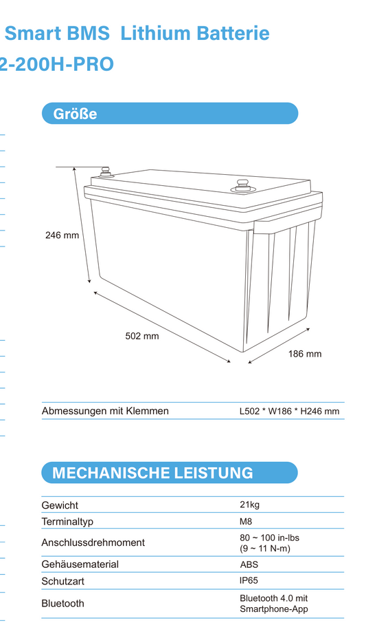ULTIMATRON UBL-12-200H-PRO LiFePO4 Batterie 12,8 V 200 Ah mit Bluetooth & Smart BMS mit Heizung