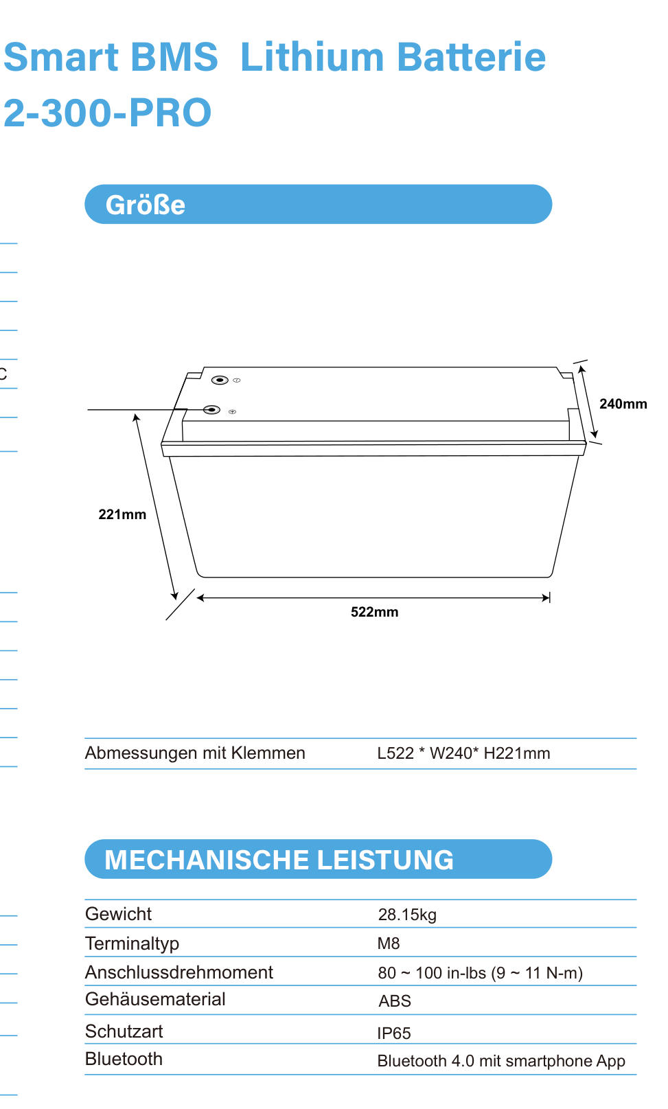 ULTIMATRON UBL-12-300-PRO LiFePO4 Batterie 12,8 V 300 Ah mit Bluetooth & Smart BMS