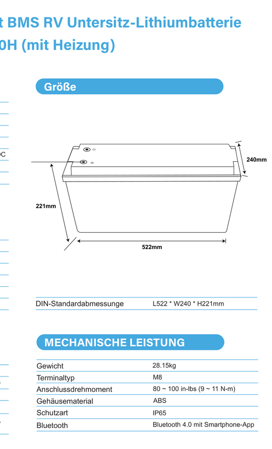 ULTIMATRON UBL-12-300H-PRO LiFePO4 Batterie 12,8 V 300 Ah mit Bluetooth & Smart BMS mit Heizung