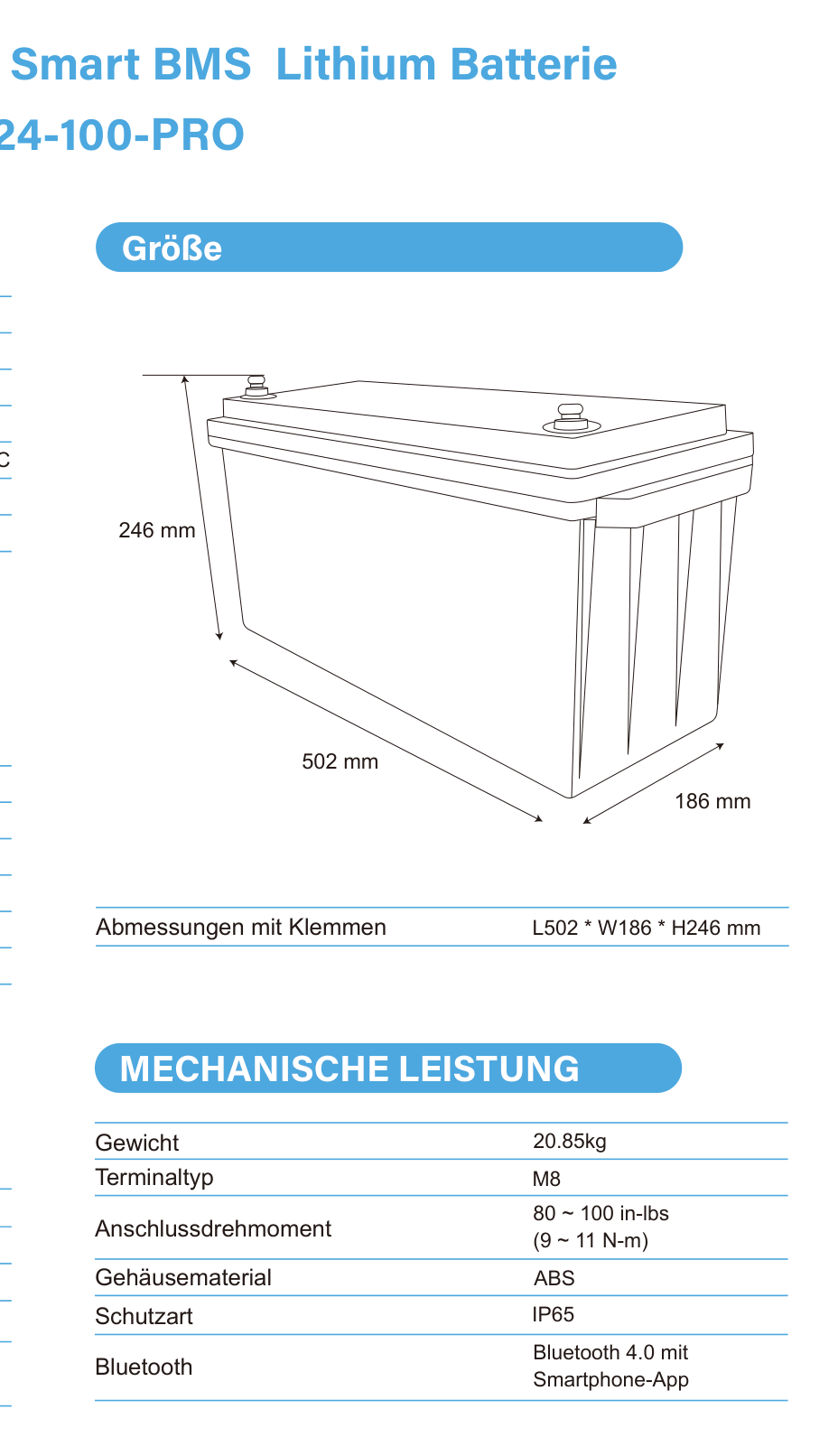 ULTIMATRON UBL-24-100-PRO LiFePO4 Batterie 25,6 V 100 Ah mit Bluetooth & Smart BMS