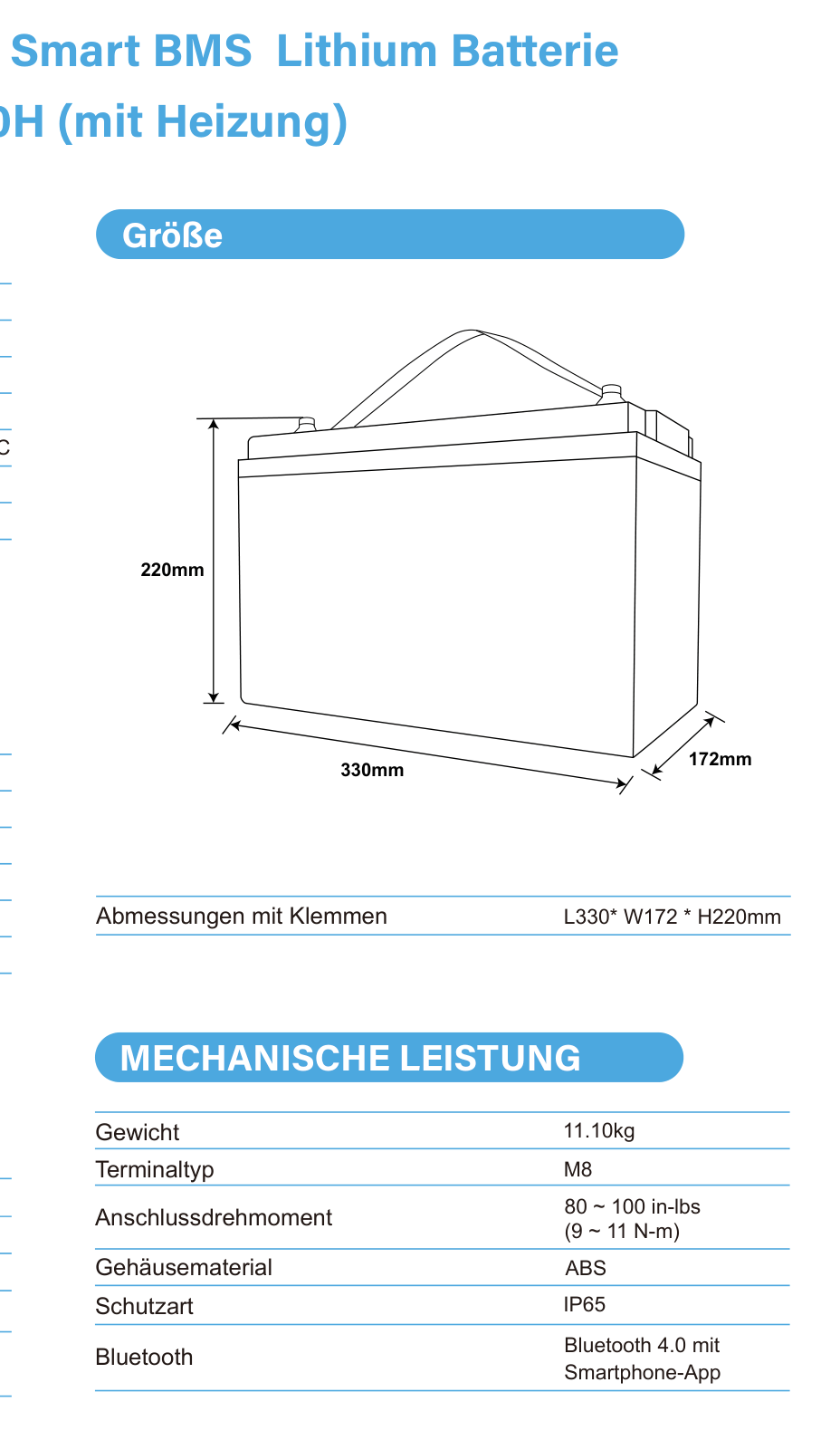 ULTIMATRON UBL-24-50H LiFePO4 Batterie 25,6 V 50 Ah mit Bluetooth & Smart BMS mit Heizung