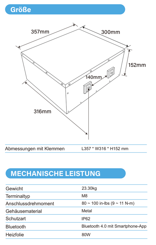 ULTIMATRON ULM-12-200H LiFePO4 Untersitz-Batterie 12,8 V 200 Ah mit Bluetooth & Smart BMS mit Heizung