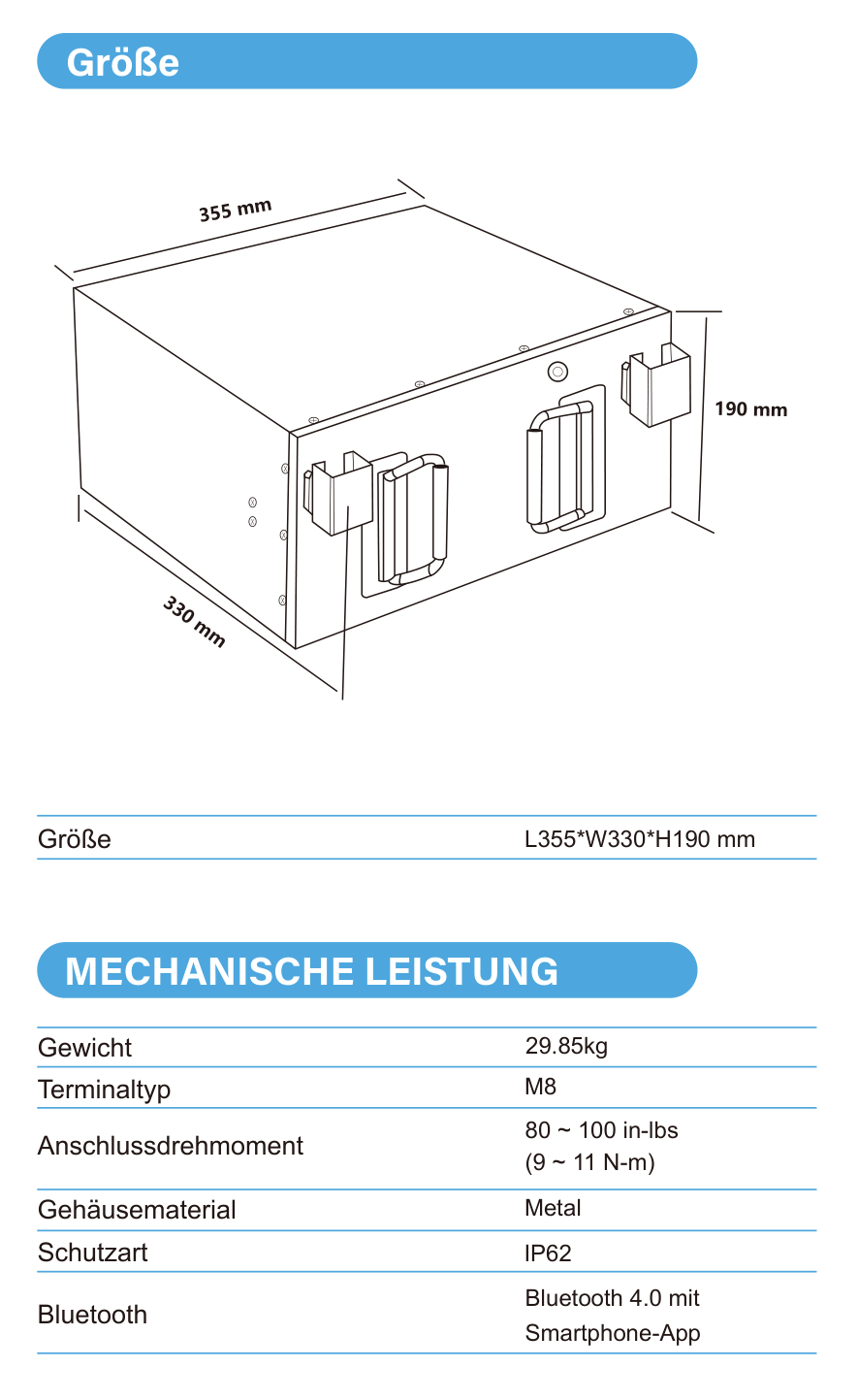 ULTIMATRON ULM-12-280 LiFePO4 Untersitz-Batterie 12,8 V 280 Ah mit Bluetooth & Smart BMS