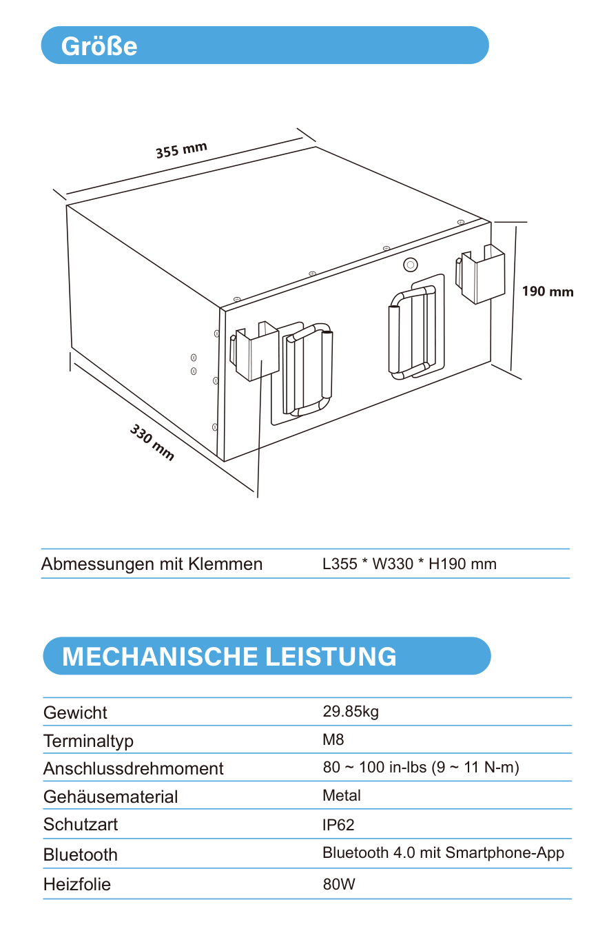 ULTIMATRON ULM-12-280H LiFePO4 Untersitz-Batterie 12,8 V 280 Ah mit Bluetooth & Smart BMS mit Heizung