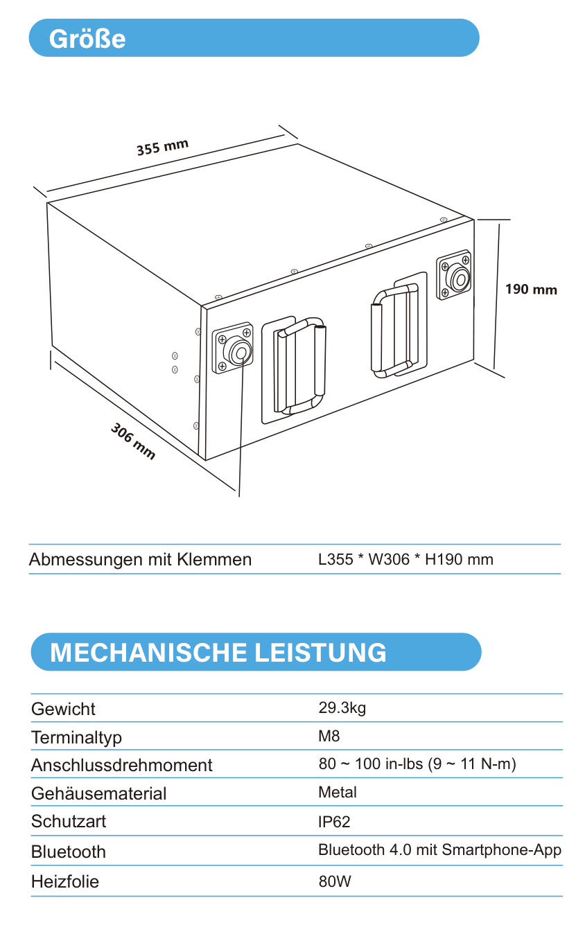 ULTIMATRON ULM-12-310H LiFePO4 Untersitz-Batterie 12,8 V 310 Ah mit Bluetooth & Smart BMS mit Heizung