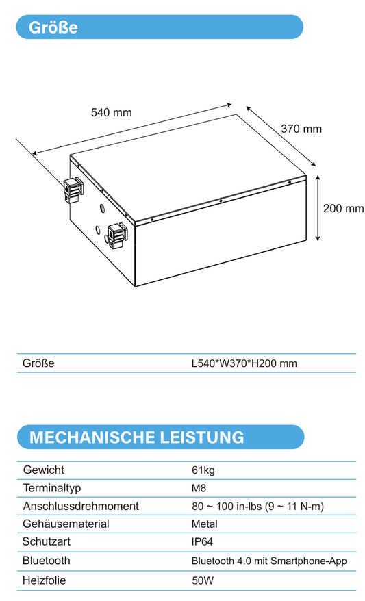 ULTIMATRON ULM-48-150H LiFePO4 Untersitz-Batterie 51,2 V 150 Ah mit Bluetooth & Smart BMS mit Heizung