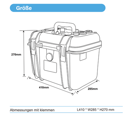 ULTIMATRON ULP-12-280 wasserdichte tragbare LiFePO4 Batterie 12,8 V 280 Ah mit Bluetooth, Smart BMS & LCD-Display
