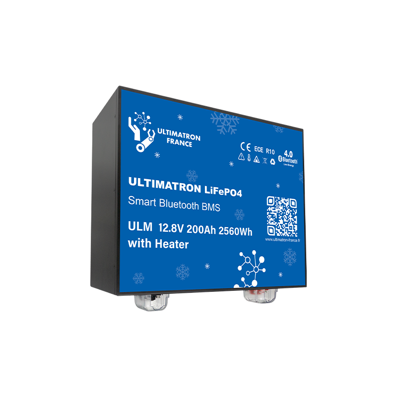 ULTIMATRON ULM-12-200H LiFePO4 Untersitz-Batterie 12,8 V 200 Ah mit Bluetooth & Smart BMS mit Heizung