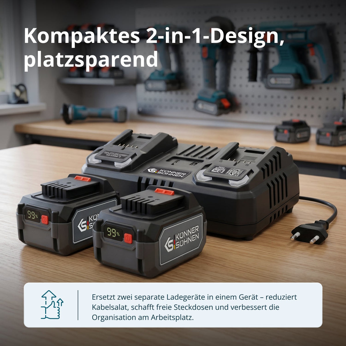 Doppel-Ladegerät für Akkus 20V KS C35A-2 – Ansicht 6