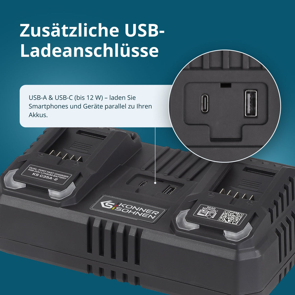 Doppel-Ladegerät für Akkus 20V KS C35A-2 – Ansicht 9