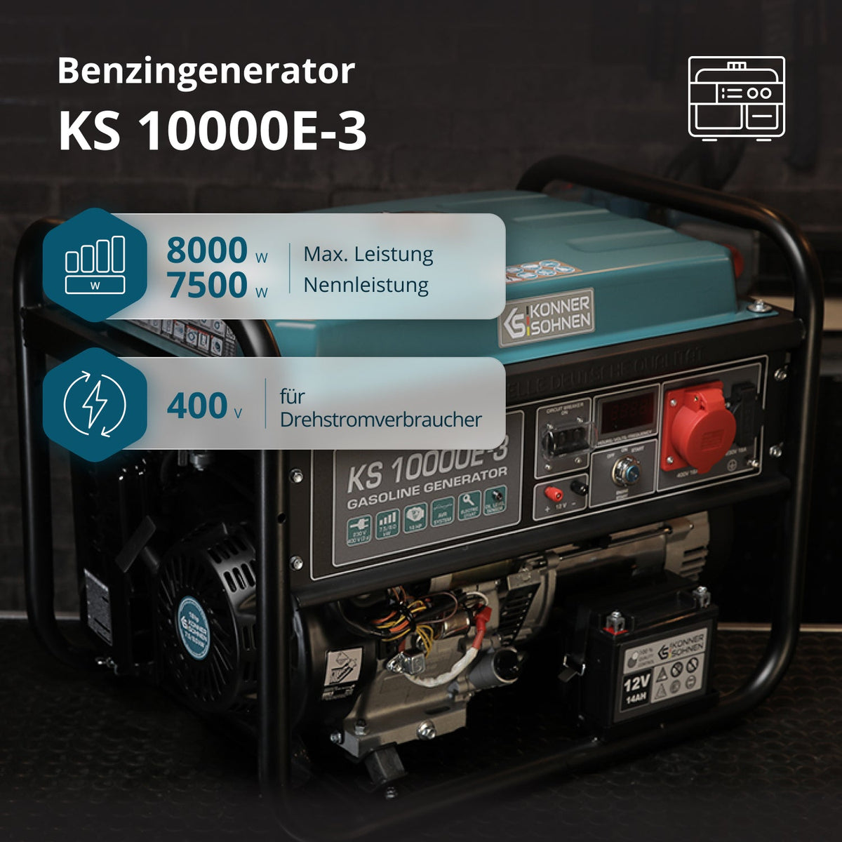 Benzin-Generator "Könner & Söhnen" KS 10000E-3 – Ansicht 2