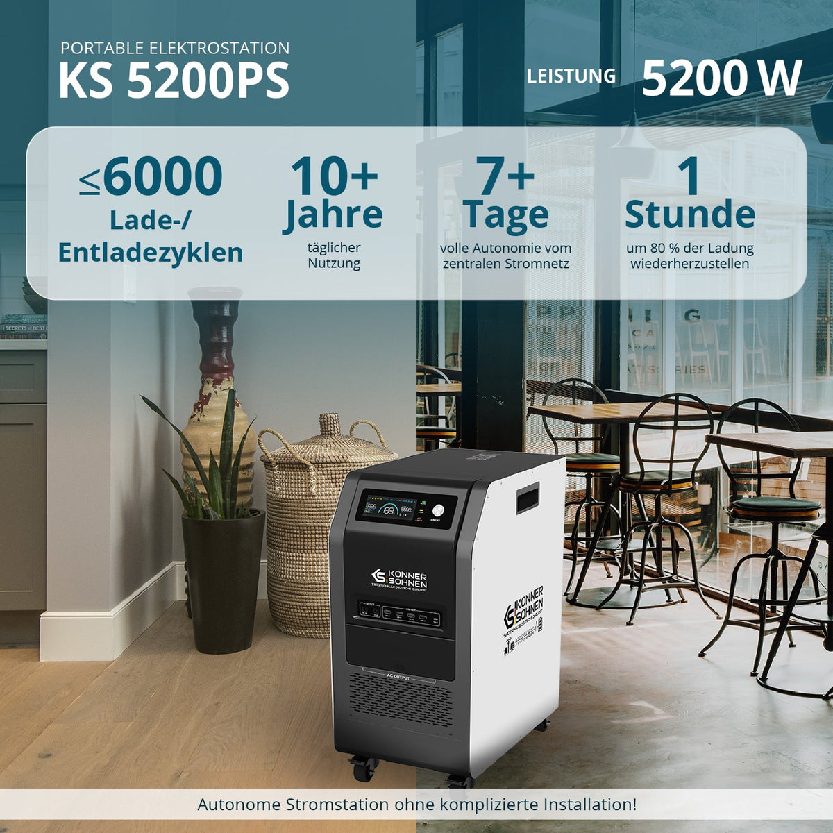 Tragbare 3-in-1-Stromstation KS 5200PS – Ansicht 2
