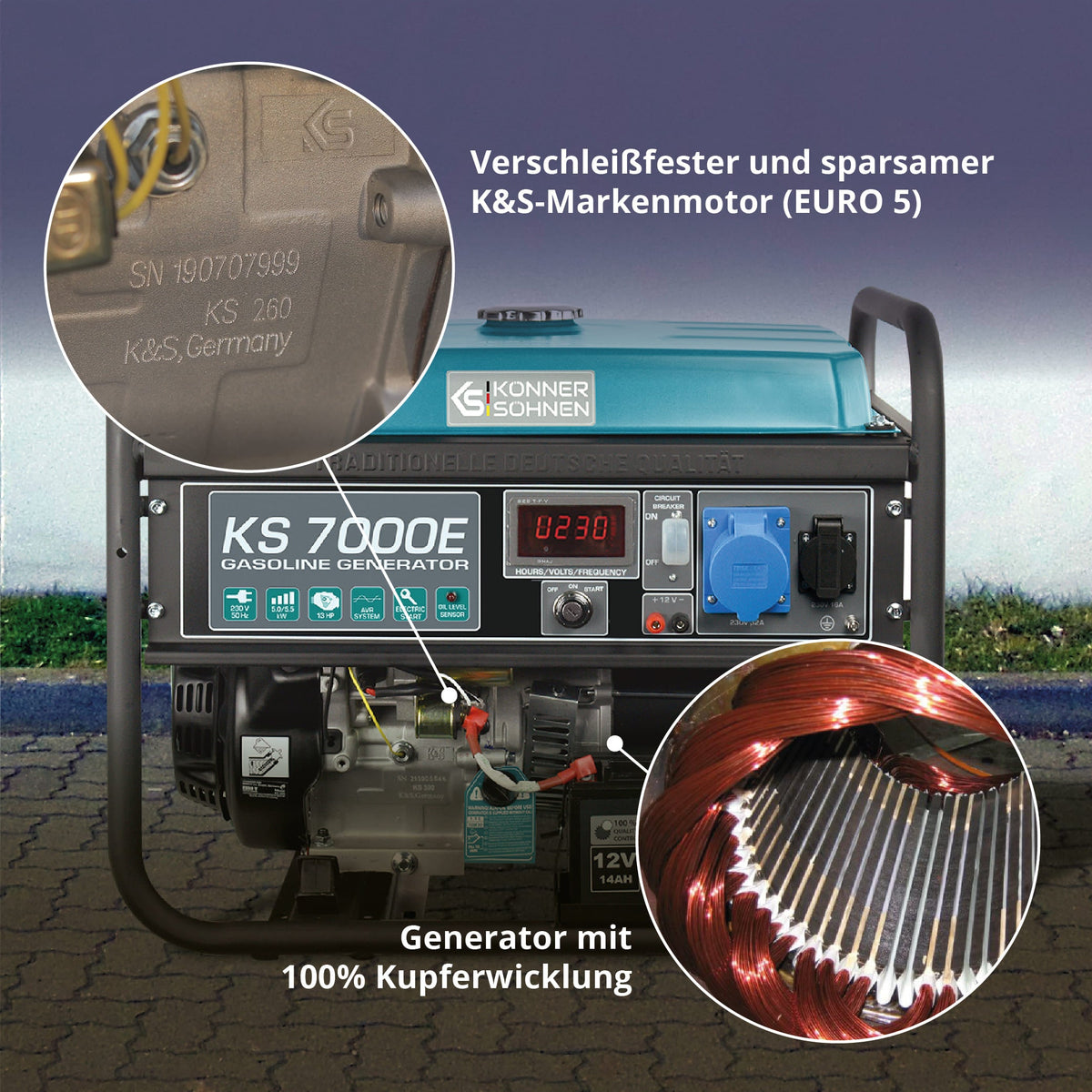 Benzin-Generator "Könner & Söhnen" KS 7000E – Ansicht 4