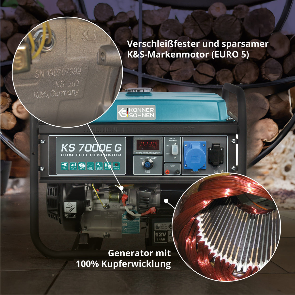 LPG/Benzin-Generator "Könner & Söhnen" KS 7000E G – Ansicht 5